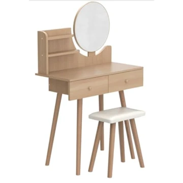 Туалетний столик Chomik WENDY з дзеркалом + табурет бежевий