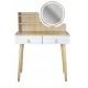 Image 5 for Туалетный столик Jumi Scandi LED подсветка, с ящиками, кожаные ручки, светлый бук
