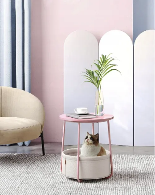 Журнальный столик Leobert Sharp с корзиной розовый