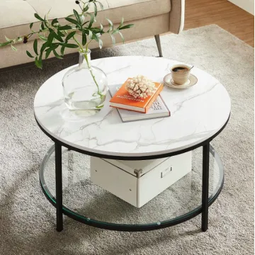 Журнальний столик Leobert Oskar круглий із мармуровою стільницею