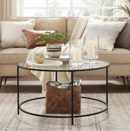 Журнальный столик Leobert Oskar круглый с стеклянной столешницей