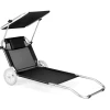 Шезлонг лежак Outtec Sun с козырьком черный