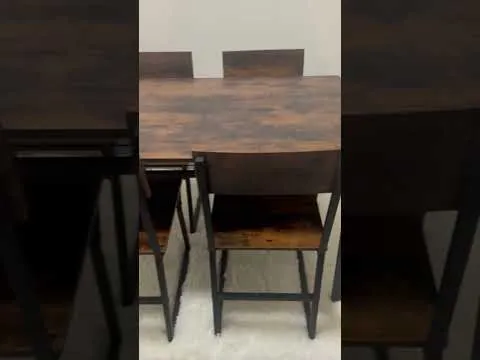 youtube video 1 Комплект меблів Costway Merax обідній стіл з стільцями в стилі Loft коричневий