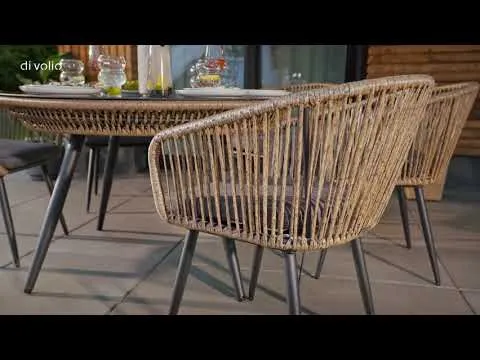 youtube video 1 Комплект садових меблів Di Volio Rieti бежевий, сірий