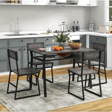 Комплект меблів Costway Merax обідній стіл з стільцями в стилі Loft сірий