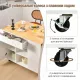 Image 10 for Кухонний острів Costway Multi-Storage Kitchen на колесах з розкладною стільницею, білий