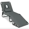 Шезлонг Costway Hanna розкладний з отвором для обличчя сірий