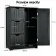 Image 5 for Тумба-комод напольная Costway Bali Bamboo на 3 ящика и дверцу черная