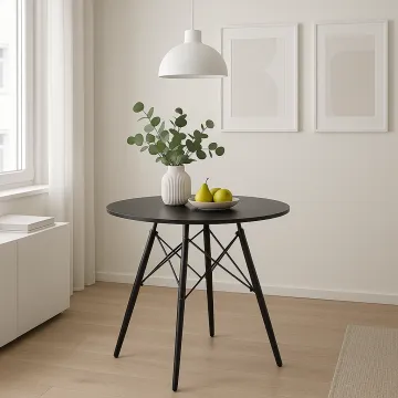 Стіл круглий Leobert Todi 80см чорний/чорні ніжки