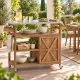 Image 6 for Стол-тележка Costway Wooden Kitchen для гриля и барбекю со столешницей из нержавеющей стали на колесах