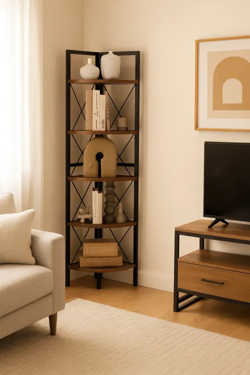 Етажерка Costway Signal кутова із металевим каркасом в стилі Loft