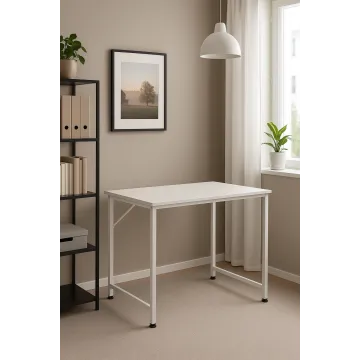 Компьютерный стол Costway Helena с металлическим каркасом белый