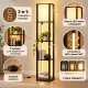 Image 7 for Стеллаж-торшер Costway Lumina Duo-Light Pro с комбинированной LED подсветкой и абажуром на 3 полки лофт, черный