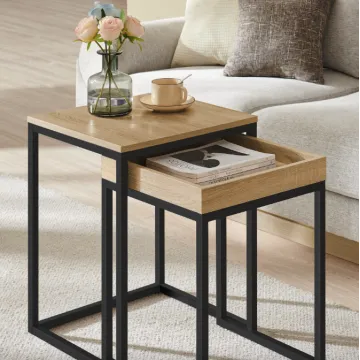 Комплект журнальних столиків Leobert Ascet в стилі Loft 2 шт сонома