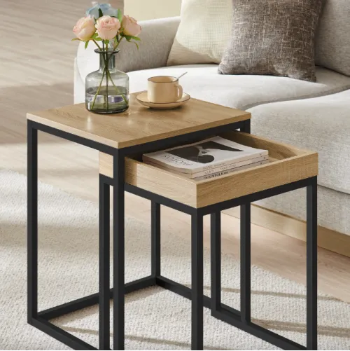 Комплект журнальных столиков Leobert Ascet в стиле Loft 2 штуки сонома