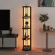 Image 5 for Стеллаж-торшер Costway Lumina Curve Rota с LED-подсветкой угловой на 4 полки лофт, черный