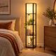 Image 5 for Стеллаж-торшер Costway Lumina Duo-Light Pro с комбинированной LED подсветкой и абажуром на 3 полки лофт, черный