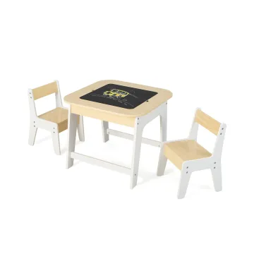Комплект дитячих меблів Costway Kids Set 2-in-1 Desk стіл та 2 стільці з двосторонньою стільницею-дошкою
