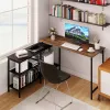 Кутовий комп'ютерний стіл Costway LoftCorner лофт із полицями рустик коричневий