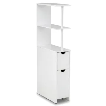 Шафа-пенал у ванну Costway Freestanding Nook 114см з полицями та шухлядами білий