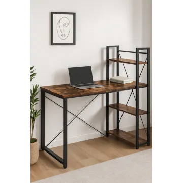 Компьютерный стол Leobert Devoko с боковыми полками в стиле Loft коричневый