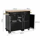 Image 9 for Кухонный остров Costway Chef Kitchen 2D на двойной колесах с деревянной столешницей черный
