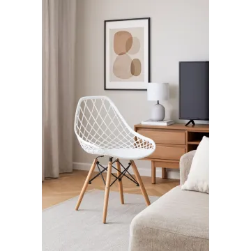 Стілець Leobert Sakai з дерев'яними ніжками ажурна спинка білий