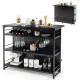 Image 1 for Кухонний острів Costway Industrial Wine Bar у стилі лофт з 4 відкритими поличками
