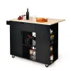 Кухонный остров Costway Multi-Storage Kitchen на колесиках, черный