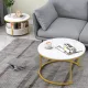 Image 7 for Комплект журнальних столиків Costway Circle Cocktail 2 шт круглі білий мармур
