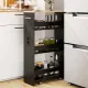 Image 3 for Узкий шкаф-пенал (карго) Costway SpaceSaver на колесиках с розеткой и USB для ниши 20см черный