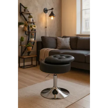 Крісло табурет обертове Costway Meri з місцем для зберігання чорний