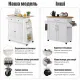 Image 11 for Кухонный остров Costway Rubberwood Kitchen на колесах со шкафчиком и полками белый