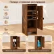 Image 10 for Пенал-шкаф для ванны Costway SlimBath Cabinet напольный с полками и дверцей коричневый