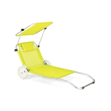 Шезлонг лежак Outtec Sun з дашком жовтий
