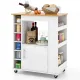 Image 7 for Кухонный остров на колесиках Costway Provence с полкой для белый вина #KC55547WH