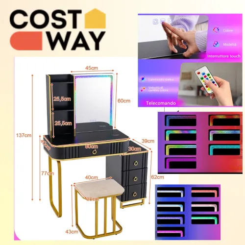 Дзеркало зі 7 динамічних режимів підсвічуванням