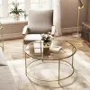 Журнальний столик Leobert Oskar круглий з скляною стільницею золото