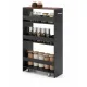 Узкий шкаф-пенал (карго) Costway SpaceSaver на колесиках с розеткой и USB для ниши 20см серый, коричневый