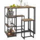 Image 2 for Комплект мебели Costway Brooklyn Counter 3-in-1 барный стол с полками и 2 стульями лофт коричневый