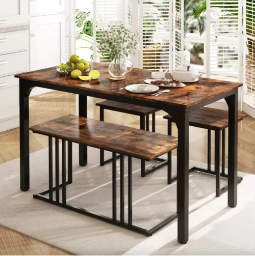 Комплект Costway Decima обідній стіл зі стільцями в стилі Loft коричневий