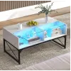 Журнальный стол Costway Moderne с подсветкой мраморный