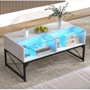 Журнальний стіл Costway Moderne з підсвіткою мармуровий