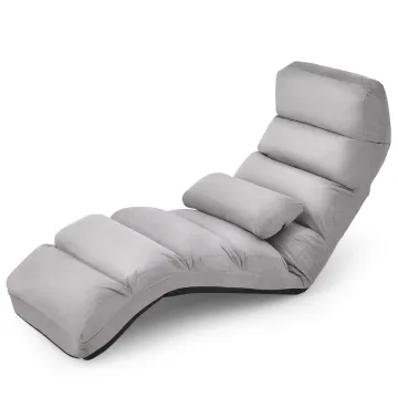Крісло-шезлонг розкладне Costway Lazy Couch Recliner з подушкою сірий