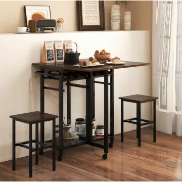 Комплект барний Costway Ravelli розкладний стіл з стільцями в стилі Loft