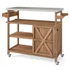 Стіл візок Costway Wooden Kitchen для гриля та барбекю зі стільницею з нержавіючої сталі на колесах