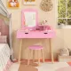 Image 3 for Детский туалетный столик Costway Drawers с 2 ящиками и стулом розовый