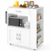 Кухонний острів Costway Microwave на колесах з шафкою та шухлядою білий