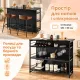 Image 2 for Кухонний острів Costway Industrial Wine Bar у стилі лофт з 4 відкритими поличками