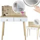 Image 2 for Туалетний столик Jumi Scandi LED підсвітка, з шухлядами, шкіряні ручки, світлий бук